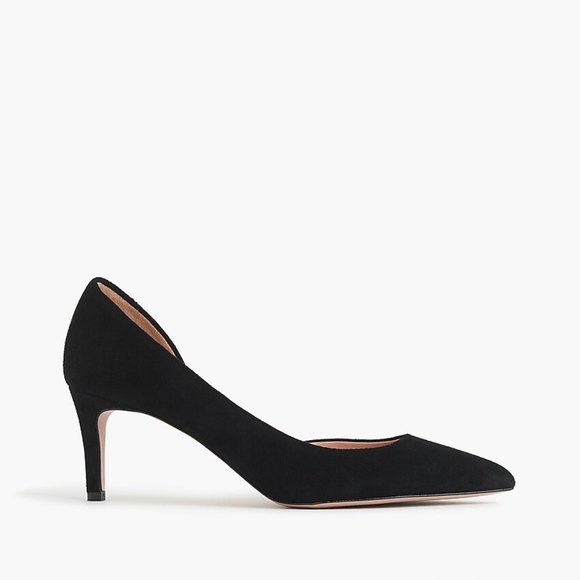 New JCREW Black Lucie Suede D'Orsay Pumps Heels - Picture 2 of 5